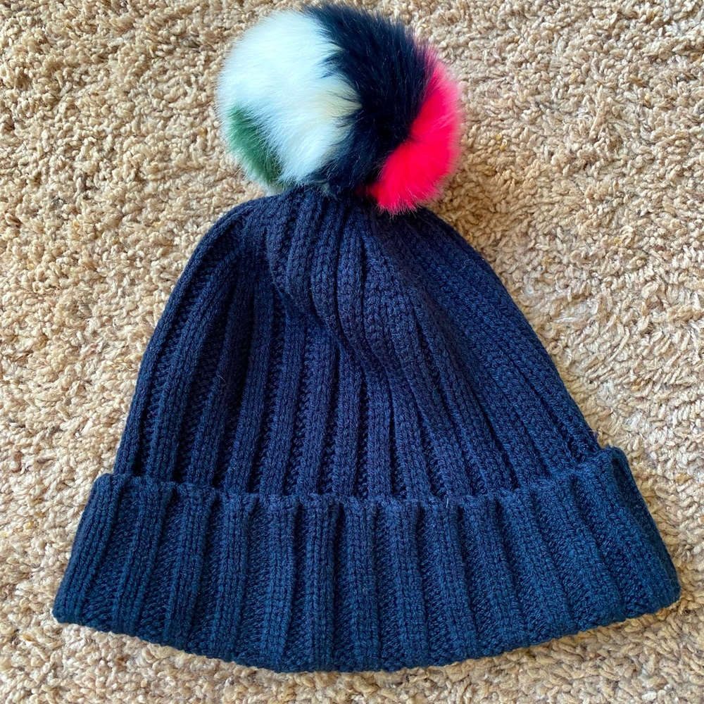 J Crew Factory navy pom beanie
